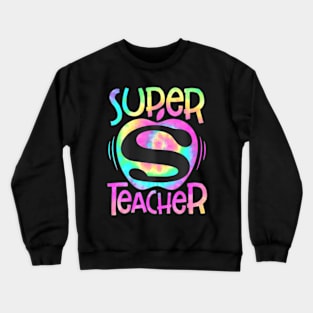 Teacher Back To School Apple Tie Dye First Day Crewneck Sweatshirt